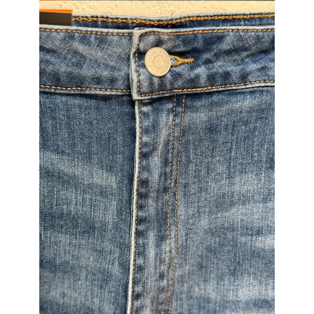 RISEN Women 3XL High Waist Distressed Denim Cut Off Long Jean Shorts NWT